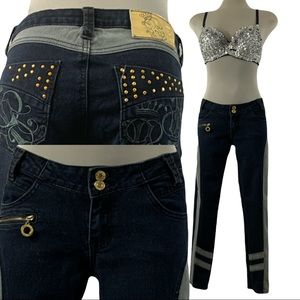 SOUTH APPLE JEANS Co grey & Dark blue Embellished